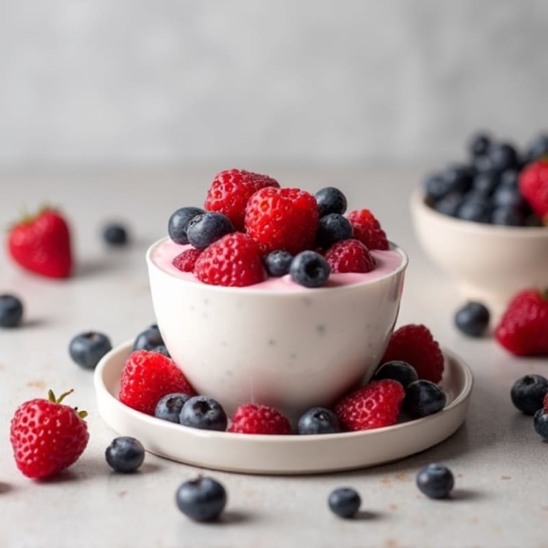 Creamy Greek Yogurt Protein Pudding with Mixed Berries