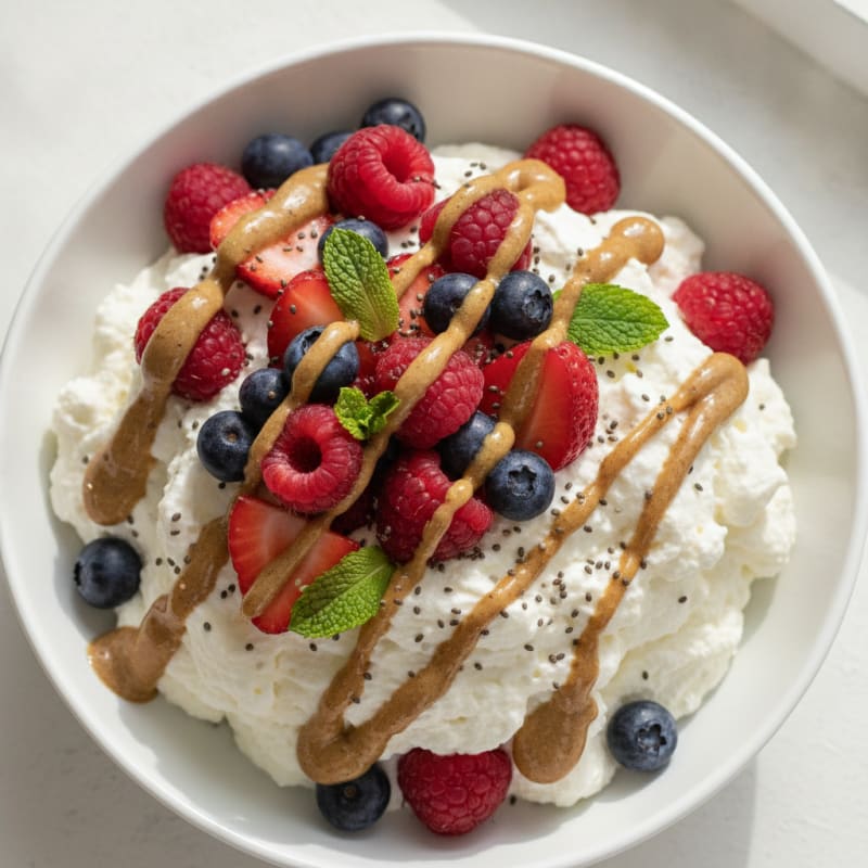 Silky Greek Yogurt Protein Mousse with Mixed Berries