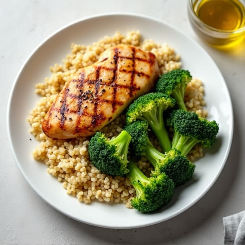 Grilled Chicken Breast with Roasted Broccoli and Quinoa