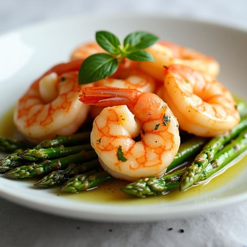 Lemon Garlic Pan-Seared Shrimp with Roasted Asparagus