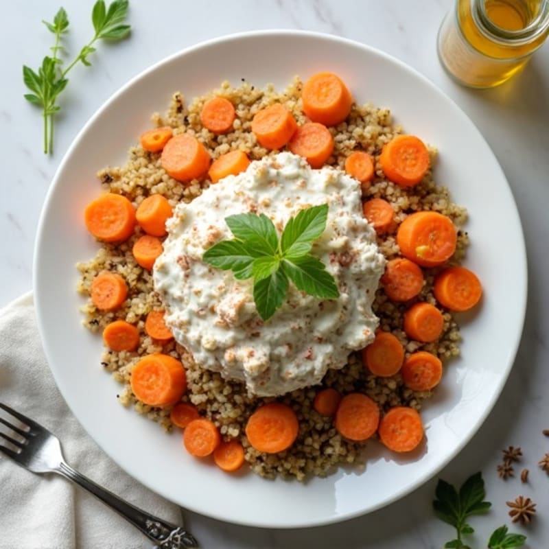Creamy Tuna Salad with Tri-Color Quinoa and Crunchy Baby Carrots