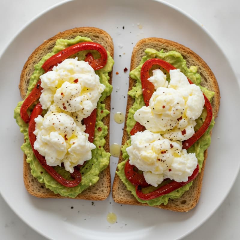 Egg White & Avocado Toast with Roasted Peppers