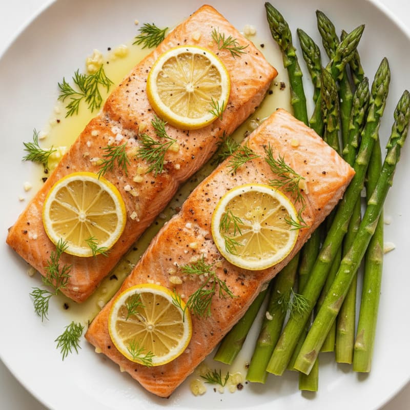 Lemon-Dill Baked Salmon with Asparagus