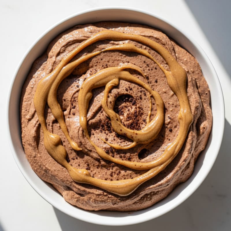 Chocolate Protein Mousse with Almond Butter Swirl