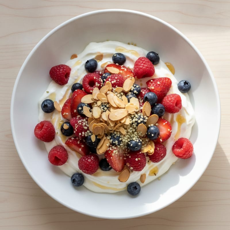 Silky Greek Yogurt Bowl with Mixed Berries and Protein Crunch