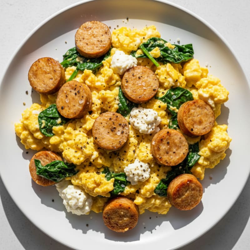 Chicken Sausage and Cottage Cheese Scramble