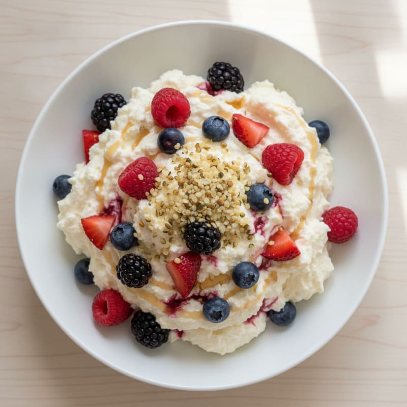 Greek Yogurt Protein Mousse with Mixed Berries