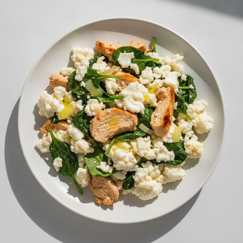 Egg White Scramble with Spinach and Turkey Breast