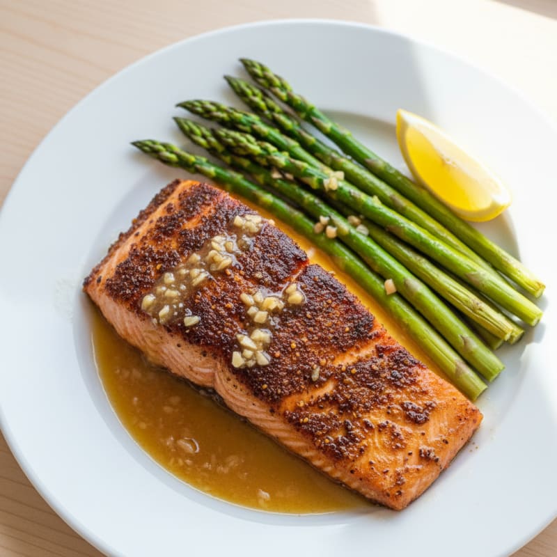 Blackened Salmon with Garlic Butter Sauce