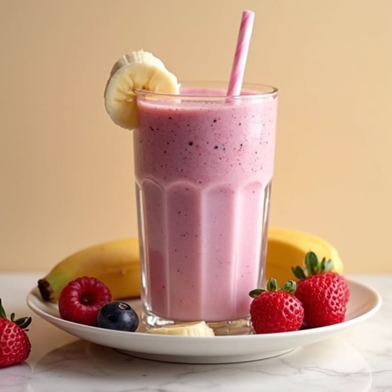 Creamy Banana Berry Protein Smoothie