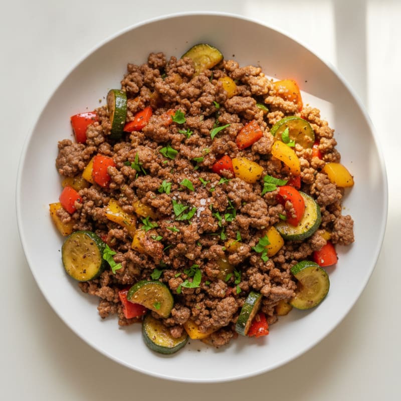 Savory Ground Beef and Summer Vegetable Skillet