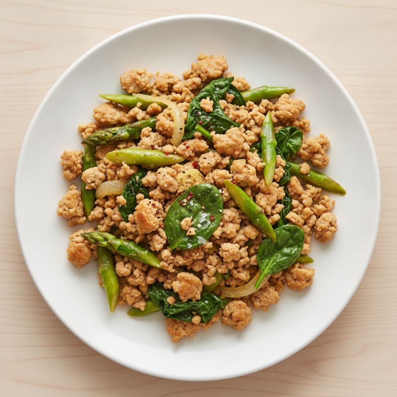 Turkey Mince with Spinach and Asparagus
