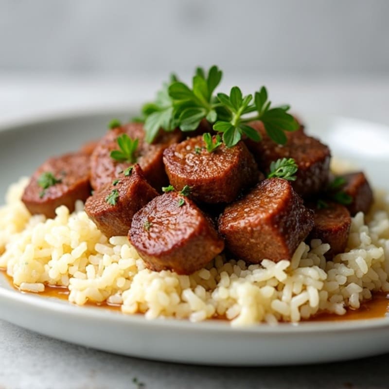 Garlic-Ginger Seared Beef with Coconut Cauliflower Rice