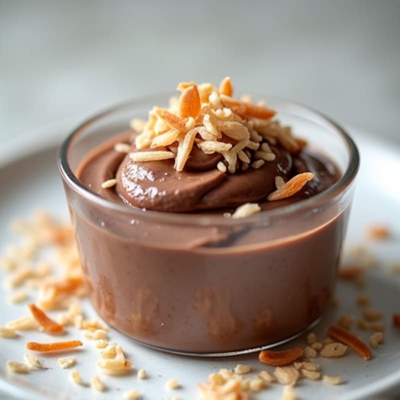 Silky Chocolate Protein Pudding with Toasted Coconut