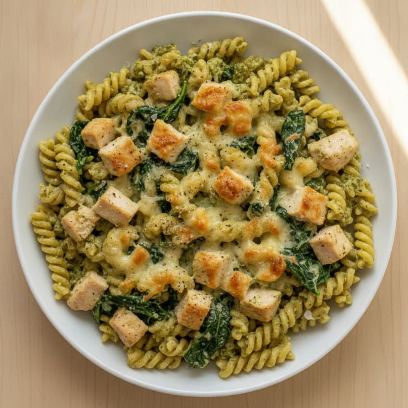Creamy Pesto Macaroni Bake