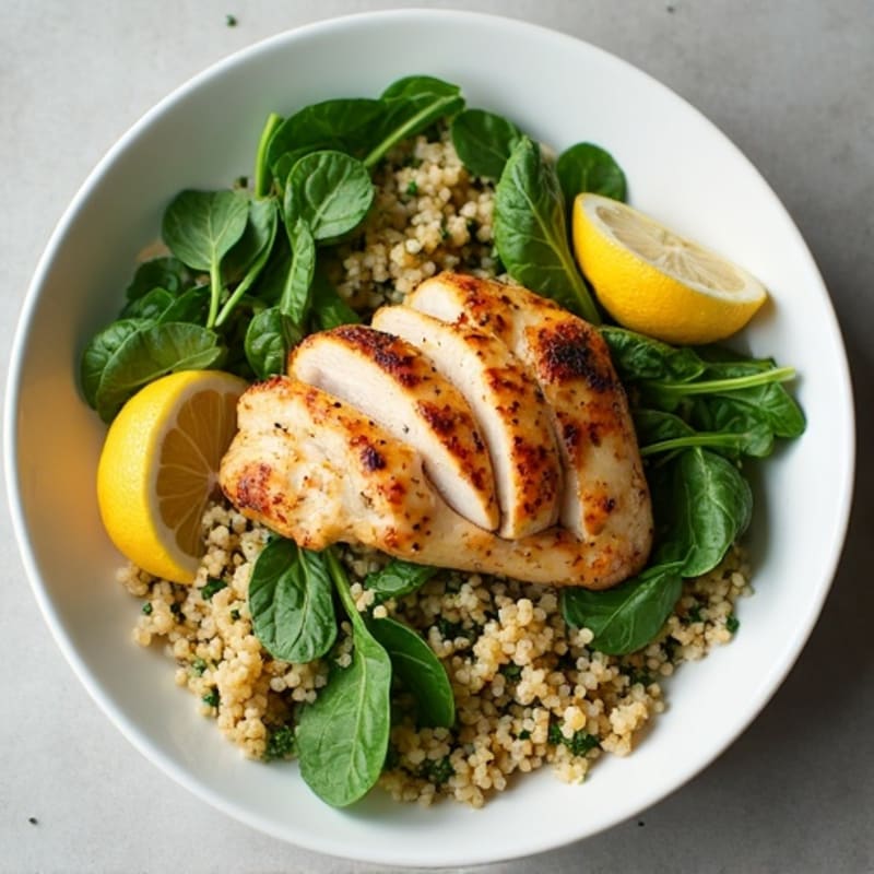 Lemon Herb Quinoa with Roasted Chicken and Fresh Greens