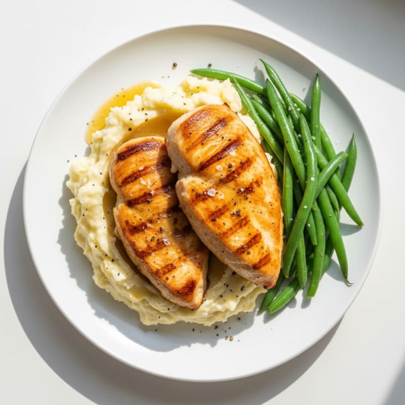 Creamy Garlic Mashed Potatoes with Pan-Seared Chicken