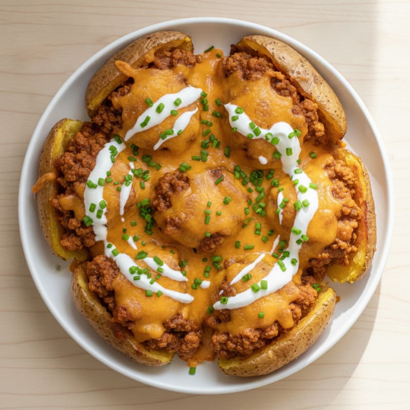 Loaded Chili Cheese Potato Skins