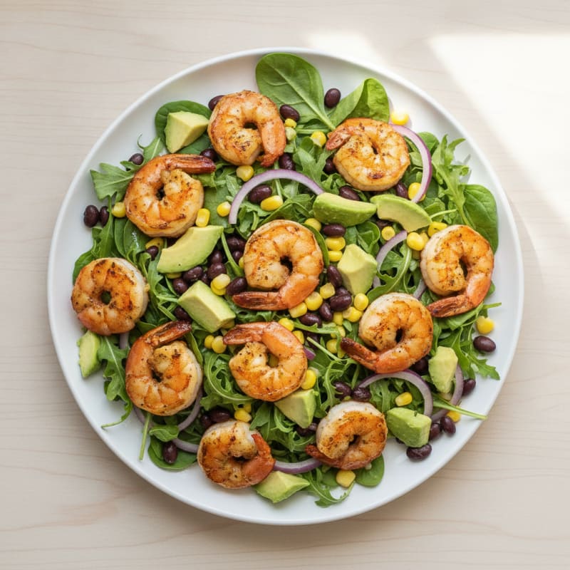 Grilled Shrimp Salad with Black Beans and Avocado