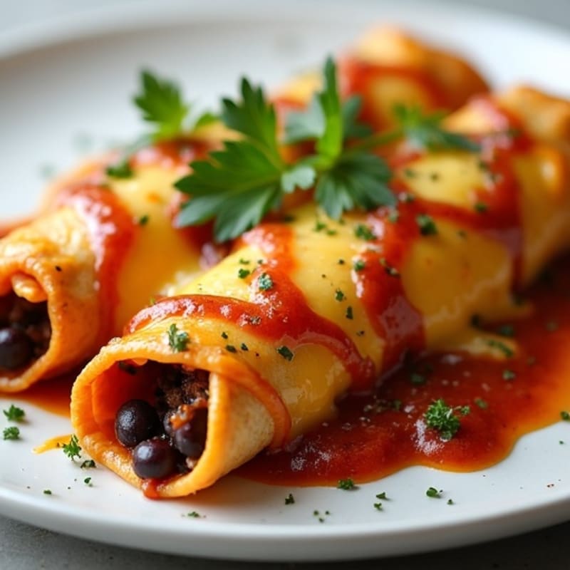 Lean Beef and Black Bean Enchiladas with Melted Cheese