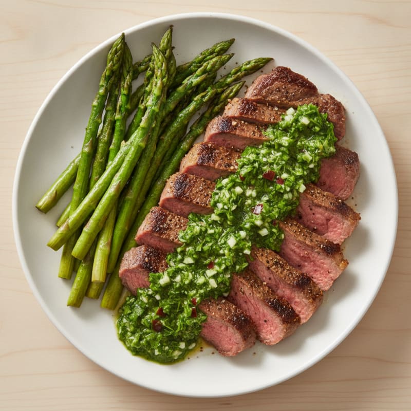 Garlic Herb Skirt Steak with Chimichurri