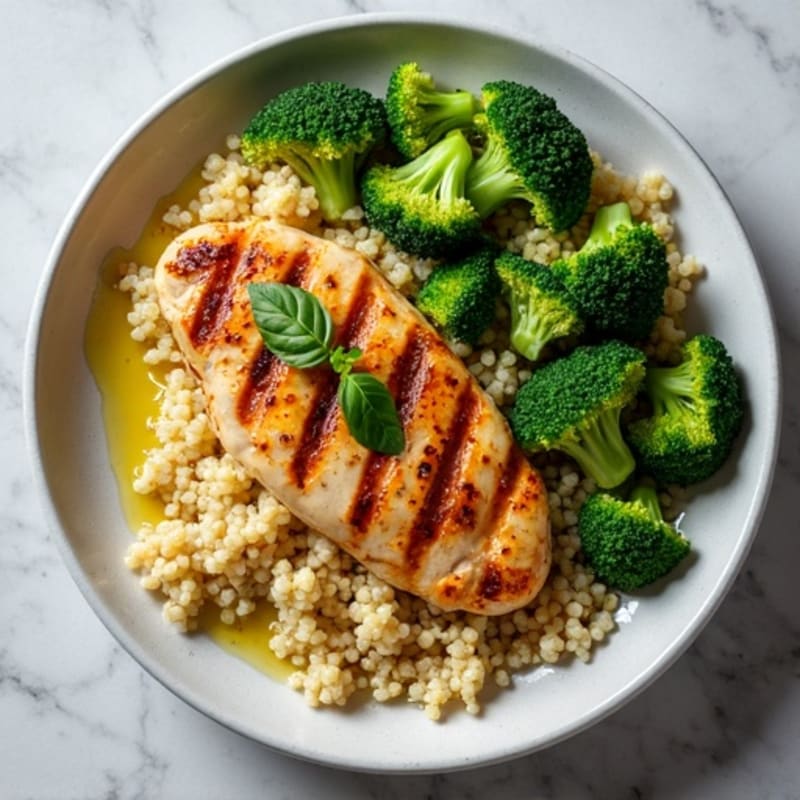 Grilled Chicken Breast with Quinoa and Steamed Broccoli