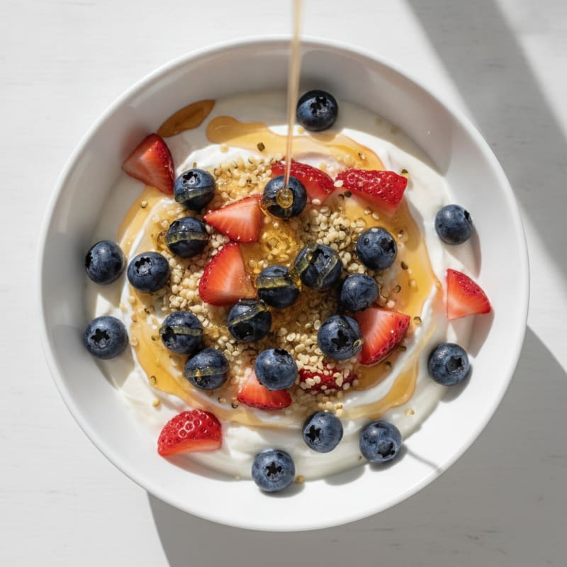 Creamy Greek Yogurt Bowl with Hemp Seeds and Fresh Berries