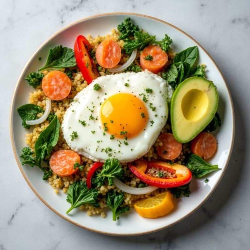 Egg White Veggie Scramble with Smoked Salmon and Spinach