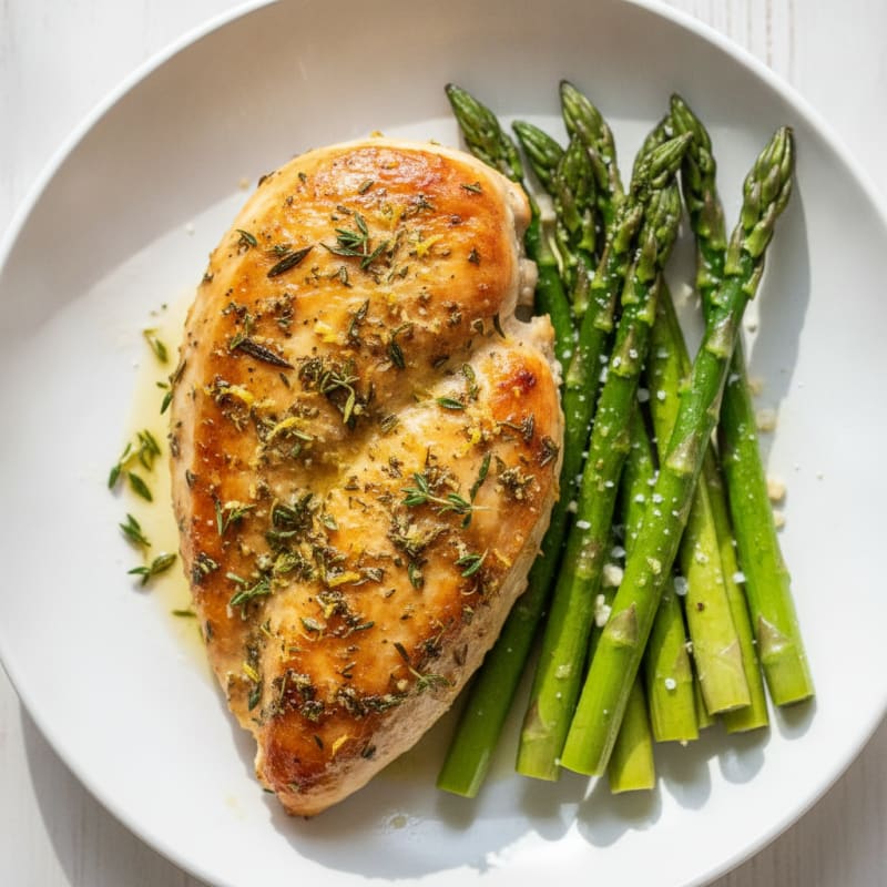 Lemon Herb Roasted Chicken with Asparagus