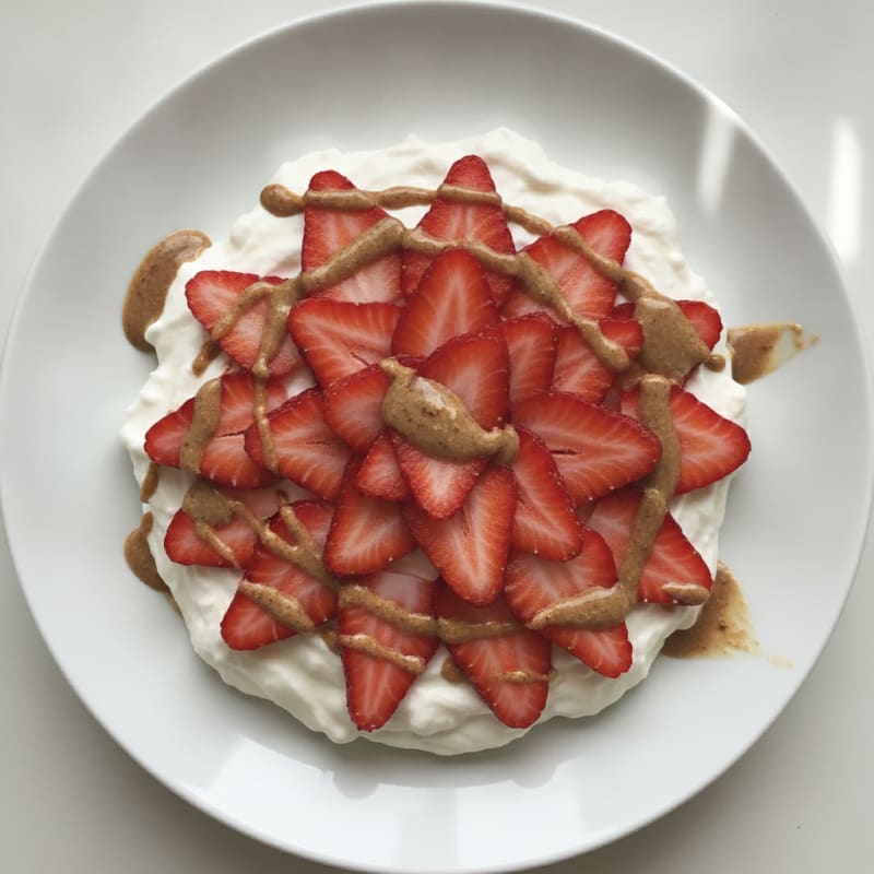 Greek Yoghurt Protein Mousse with Sliced Strawberries