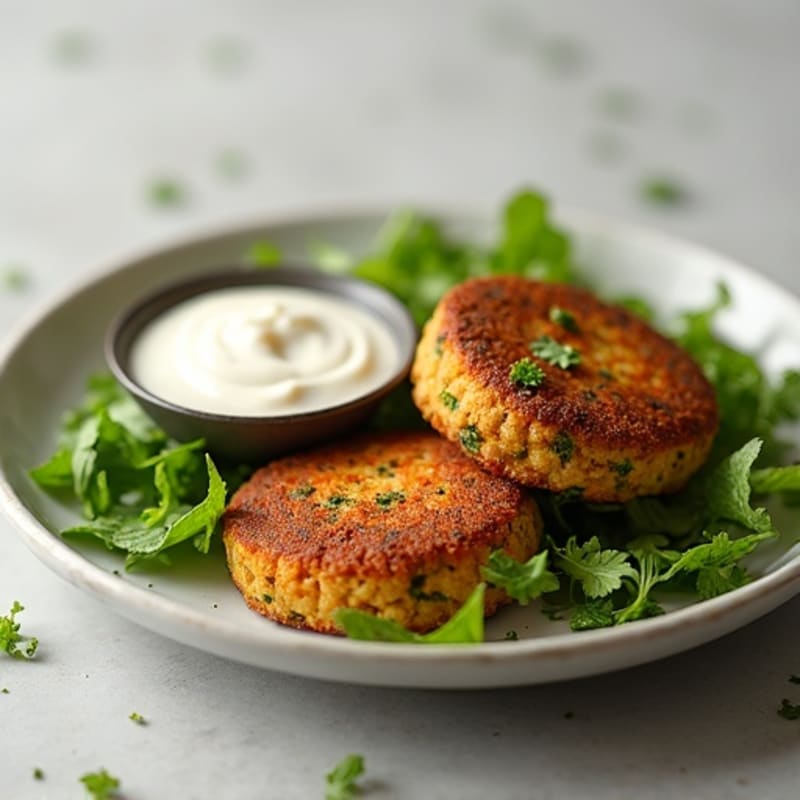Crispy Baked Falafel with Creamy Tahini and Fresh Herb Salad