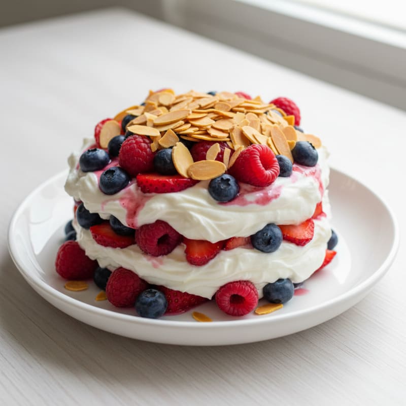 Greek Yogurt Protein Parfait with Mixed Berries and Almonds
