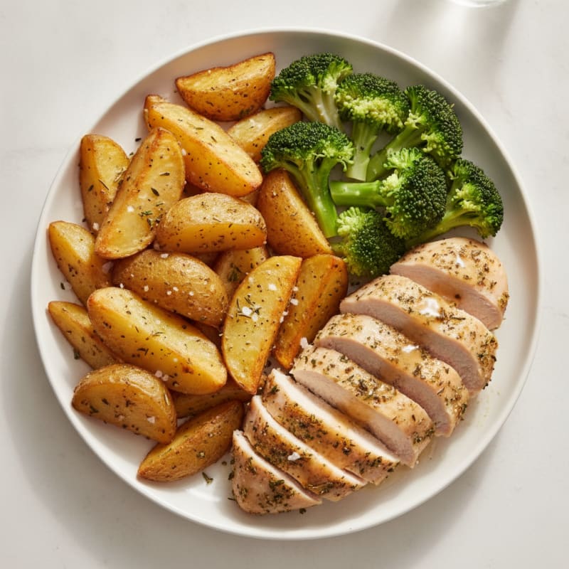 Roasted Garlic Herb Potatoes with Lean Chicken