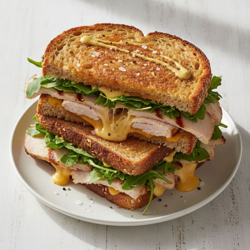 Gourmet Triple-Decker Turkey Grilled Cheese