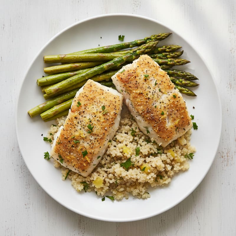 Lemon Herb Baked Cod with Asparagus