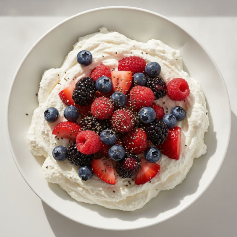 Greek Yogurt Protein Mousse with Mixed Berries