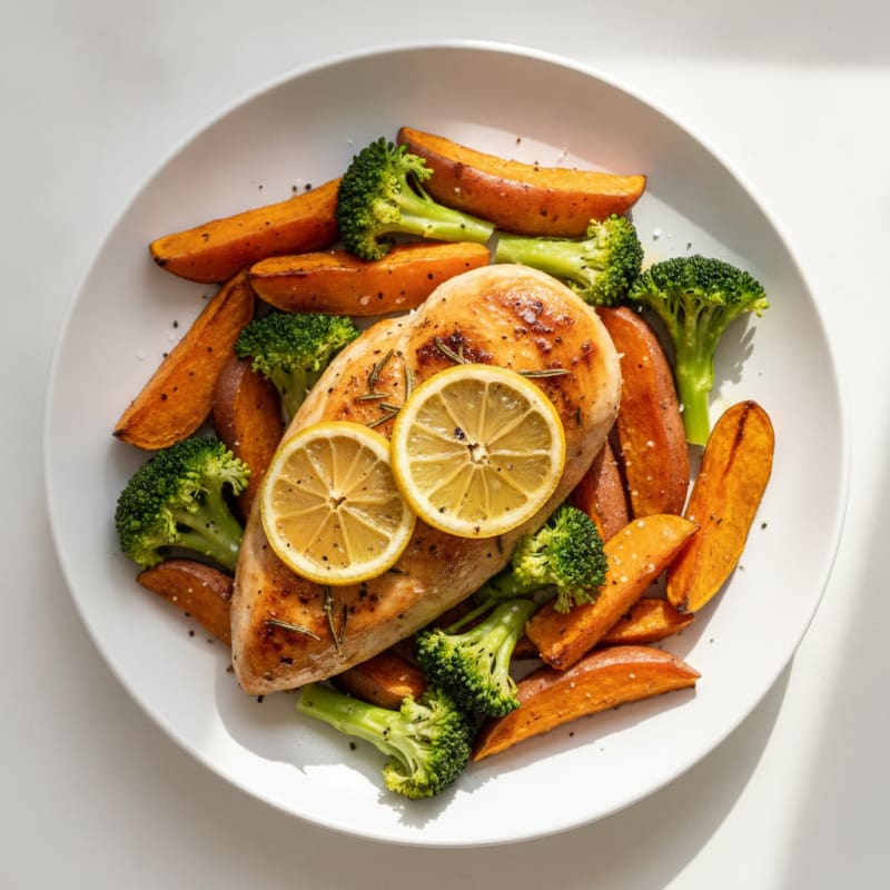 Lemon-Herb Roasted Chicken with Sweet Potatoes