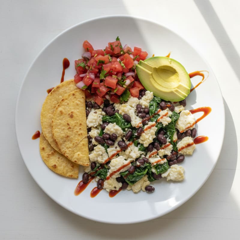 Egg White Scramble with Black Beans and Fresh Salsa