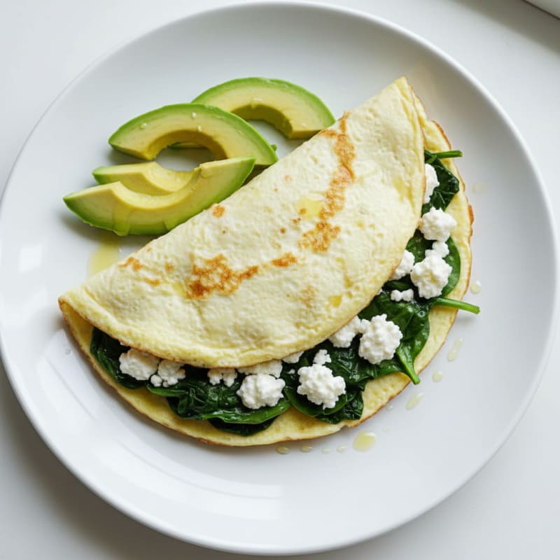 Egg White Omelet with Cottage Cheese and Spinach