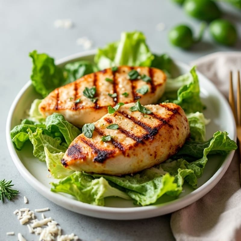 Grilled Chicken Caesar with Crispy Romaine