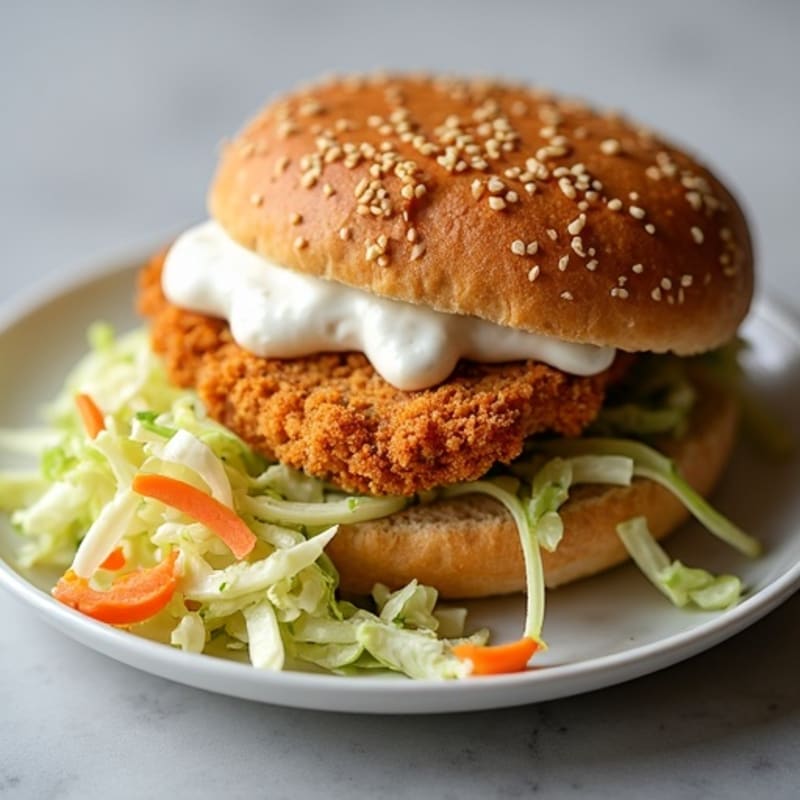 Crispy Baked Chicken Sandwich with Greek Yogurt Slaw