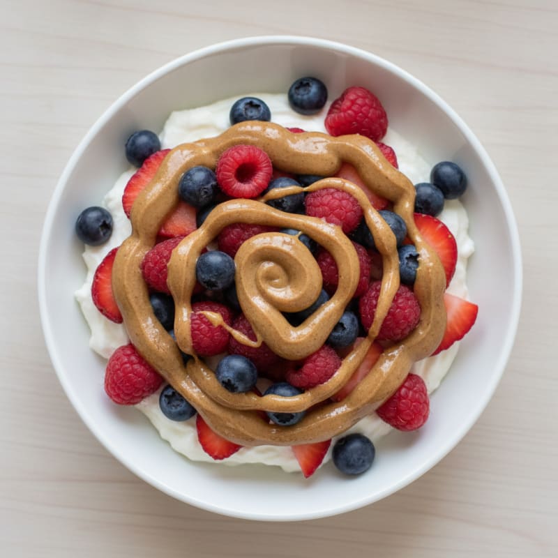 Greek Yogurt Protein Parfait with Mixed Berries and Almond Butter