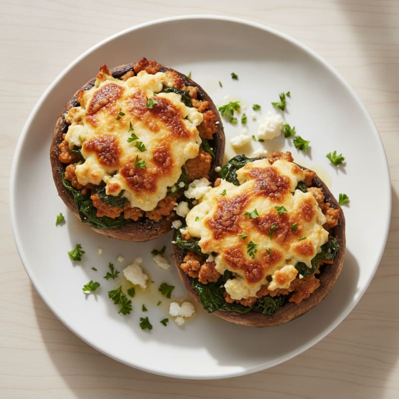Herb & Cheese Stuffed Portobello Mushrooms