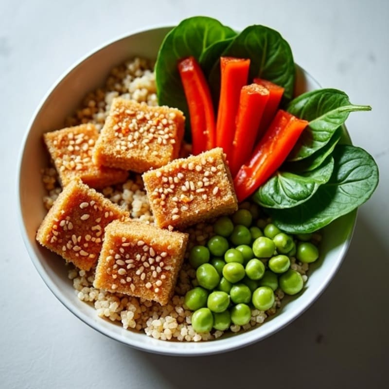 Crispy Sesame Tofu with Quinoa Power Bowl