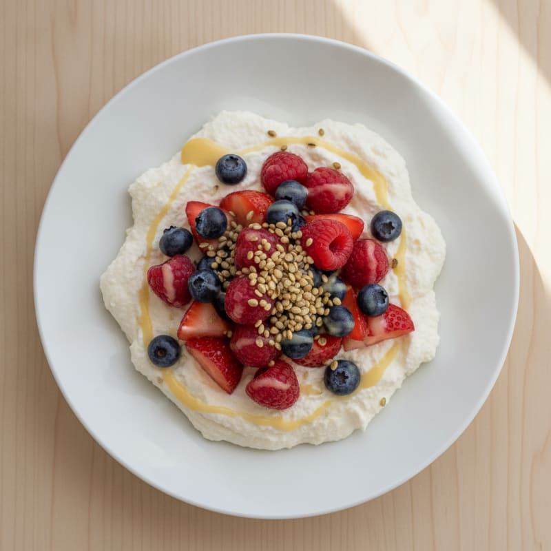 Greek Yogurt Protein Mousse with Mixed Berries