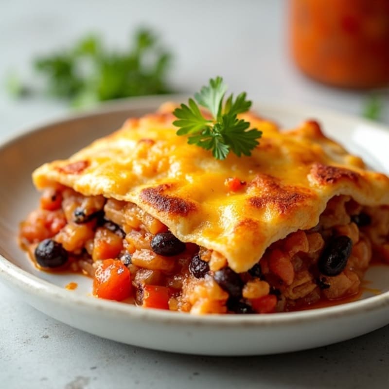 Spicy Chicken and Black Bean Tortilla Bake