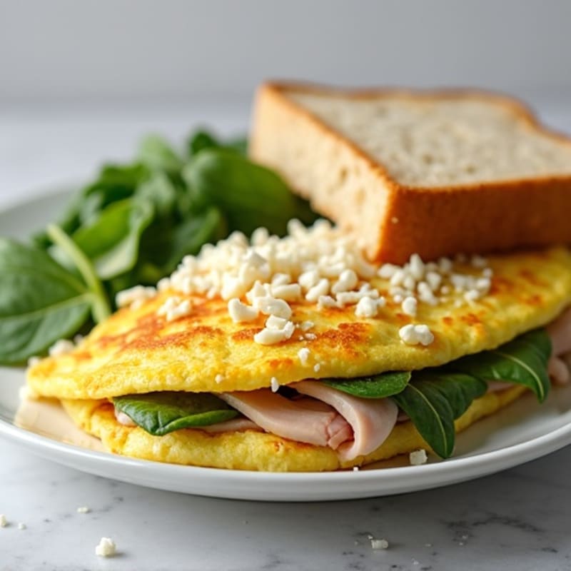 Egg White Omelet with Smoked Turkey and Spinach