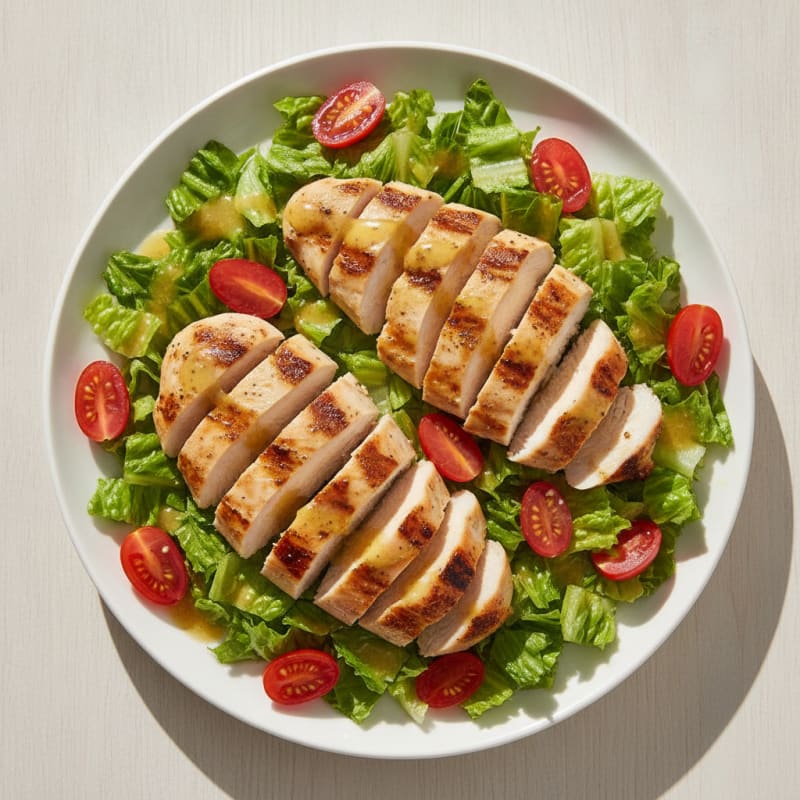 Grilled Chicken Breast with Crisp Romaine and Cherry Tomatoes