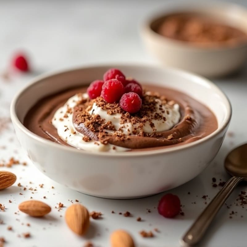 Silky Chocolate Protein Greek Yogurt Bowl with Almonds