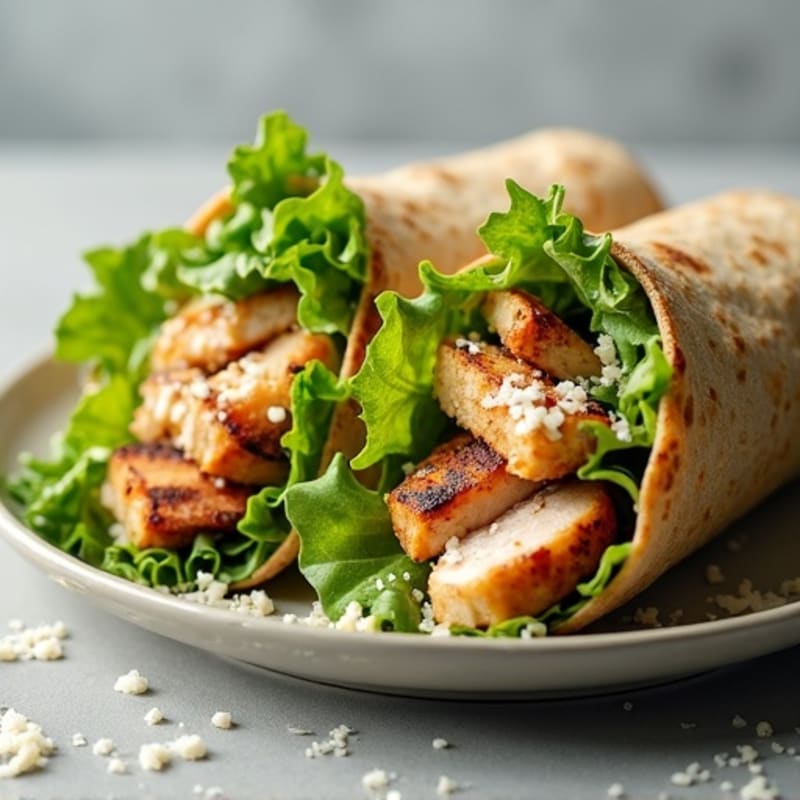 Grilled Chicken Caesar Wrap with Crispy Romaine